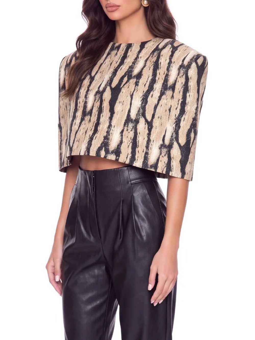 Uldane Cape Printed Crop Top Flowering Girl
