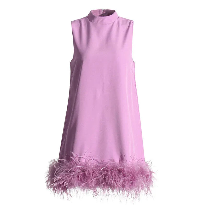 Feather Mini Dress Flowering Girl