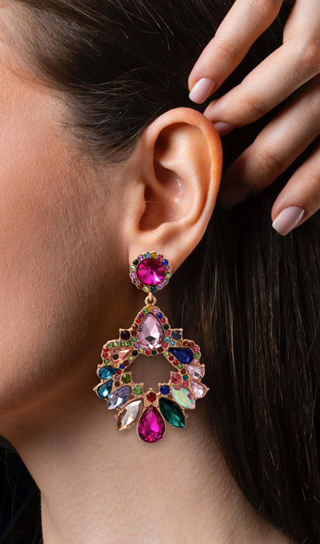 Colorful Crystal Chandelier Drop Earrings Flowering Girl