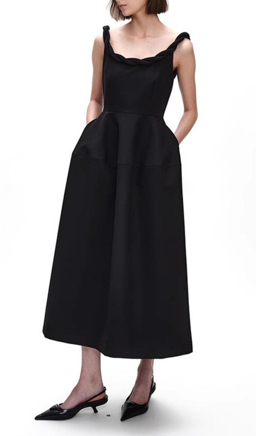Emmet Black Backless Midi Dress Flowering Girl