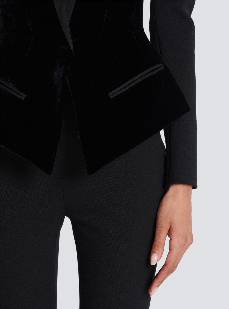 Josephine Slim-Fitting Bustier Jacket In Black Flowering Girl