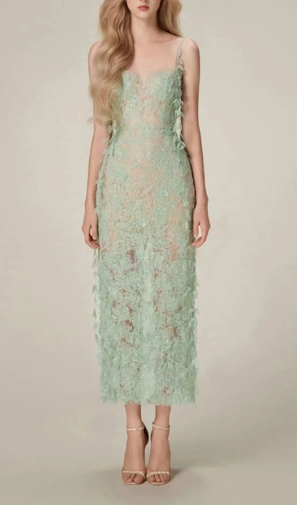 Argo Green Bead Lace Pencil Dress Flowering Girl