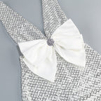 Rebecca Bow Sequin Embellished v Neck Maxi Dress In Silver Flowering Girl