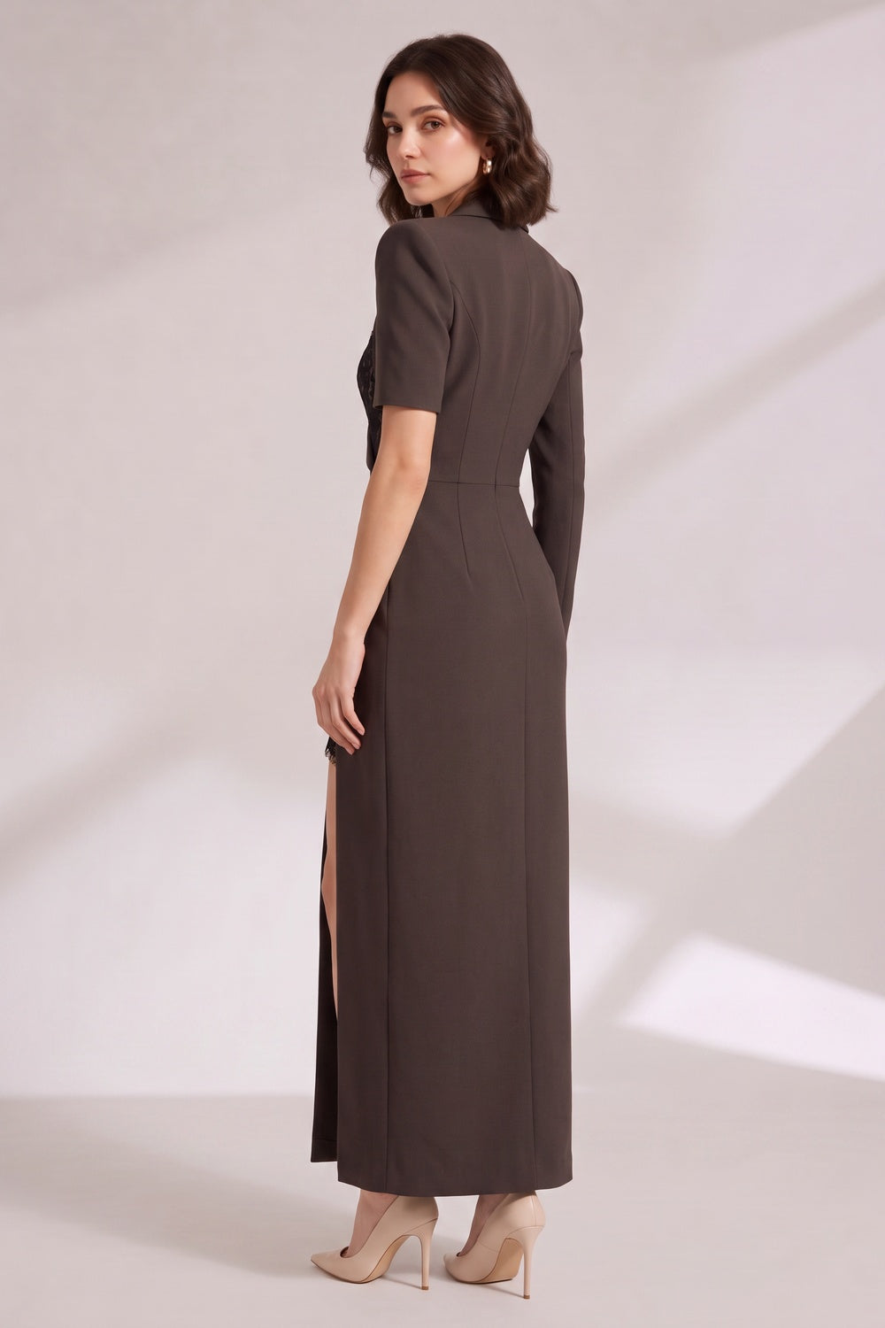 Asymmetrical Lace-Inset Blazer Dress Flowering Girl