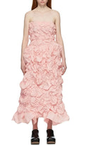 Folding Ruffled Midi Dress In Pink Flowering Girl