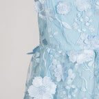 Selene 3D Flower Tiered Maxi Dress In Blue Flowering Girl