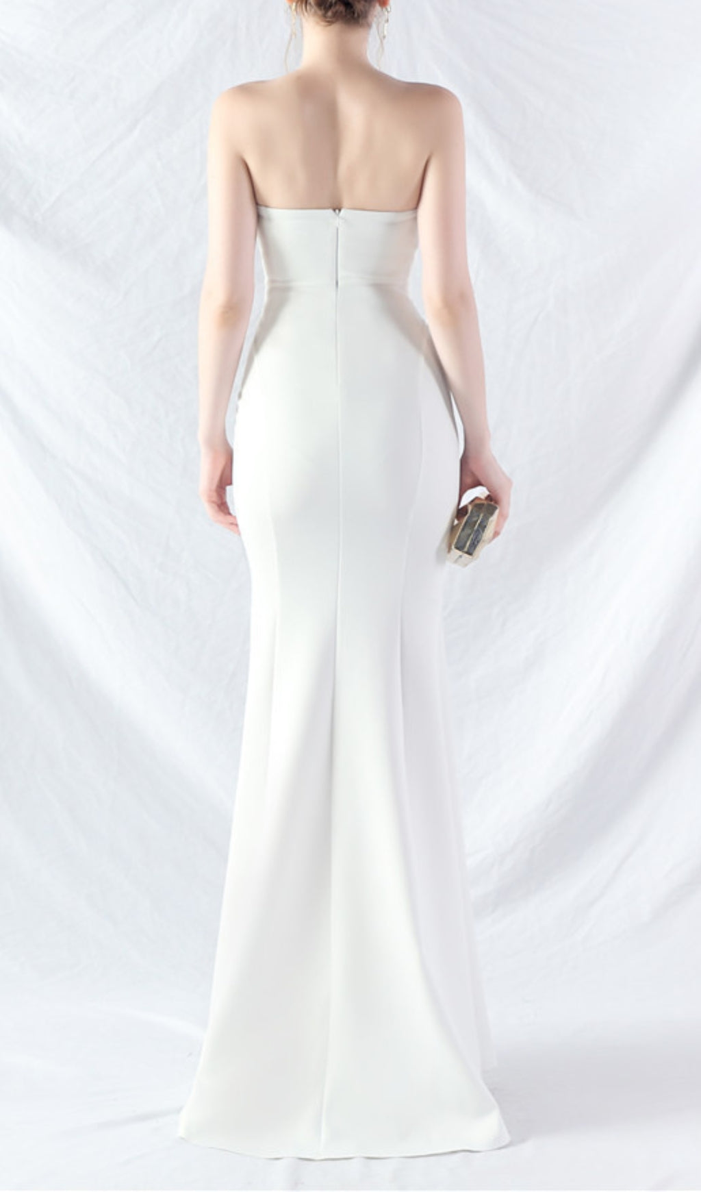 Chrina White Strapless Ruched Maxi Dress Flowering Girl