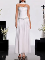Zeldran Scarf Strapless Crystal Maxi Dress Flowering Girl