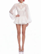 Kazra Balloon Sleeve Shirt Flowering Girl