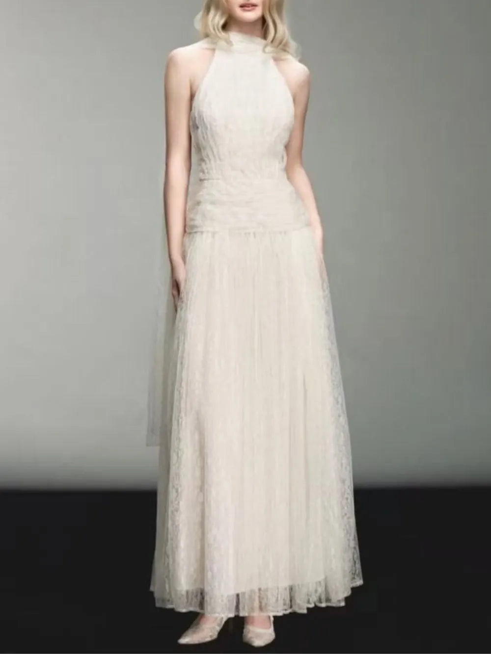 Mabli Halter Mesh Maxi Dress Flowering Girl