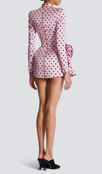 Polka Dots Short Printed Dress Flowering Girl