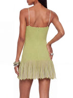 Myrox Spaghetti Knit Ruffle Mini Dress Flowering Girl