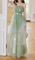 Freira Green Strappy Butterfly Mesh Maxi Dress Flowering Girl