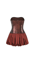 Irén Strapless Sequin Mini Dress Flowering Girl