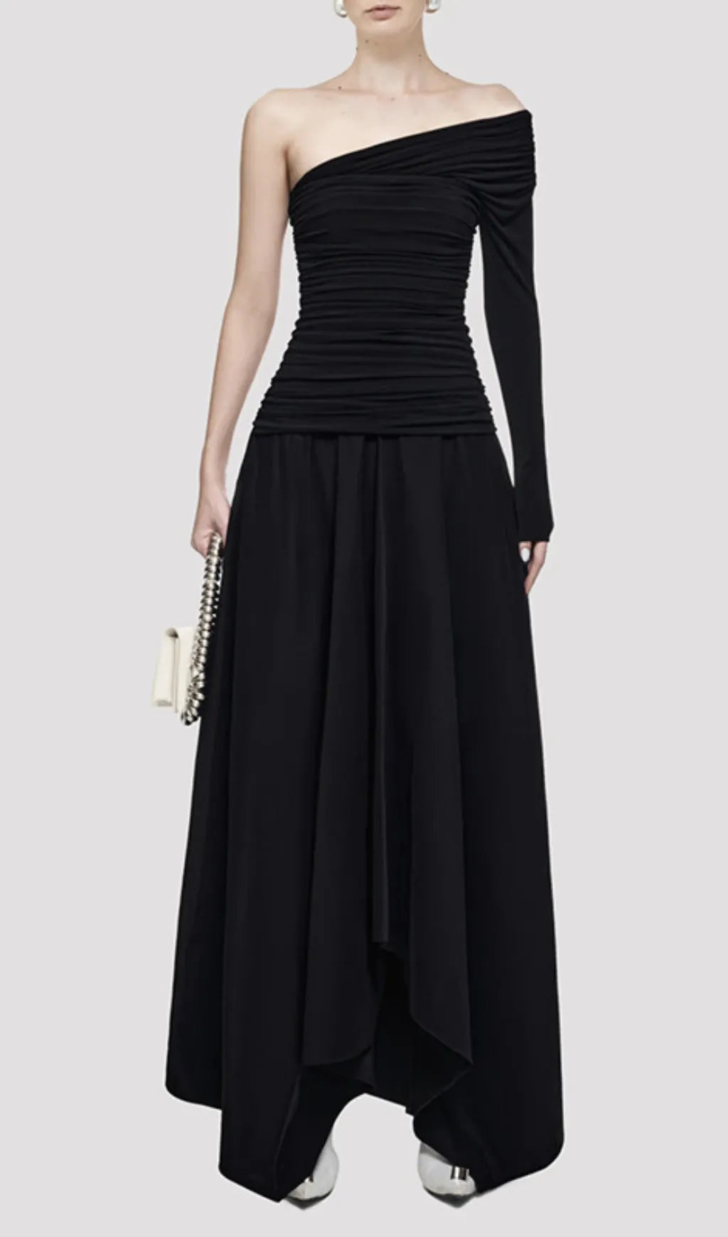 Harmon One-Shoulder Ruched Maxi Dress Flowering Girl
