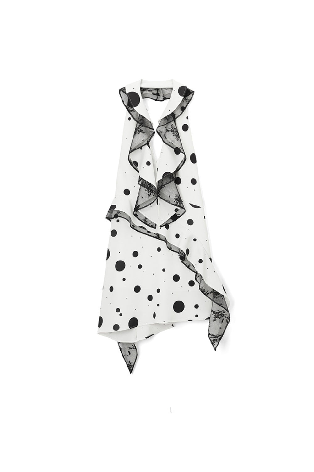 Phoenix Ruffled Polka Dot Backless Mini Dress In White Flowering Girl
