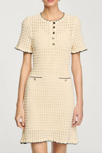 Simona Hollow Knit Mini Dress In Apricot Flowering Girl