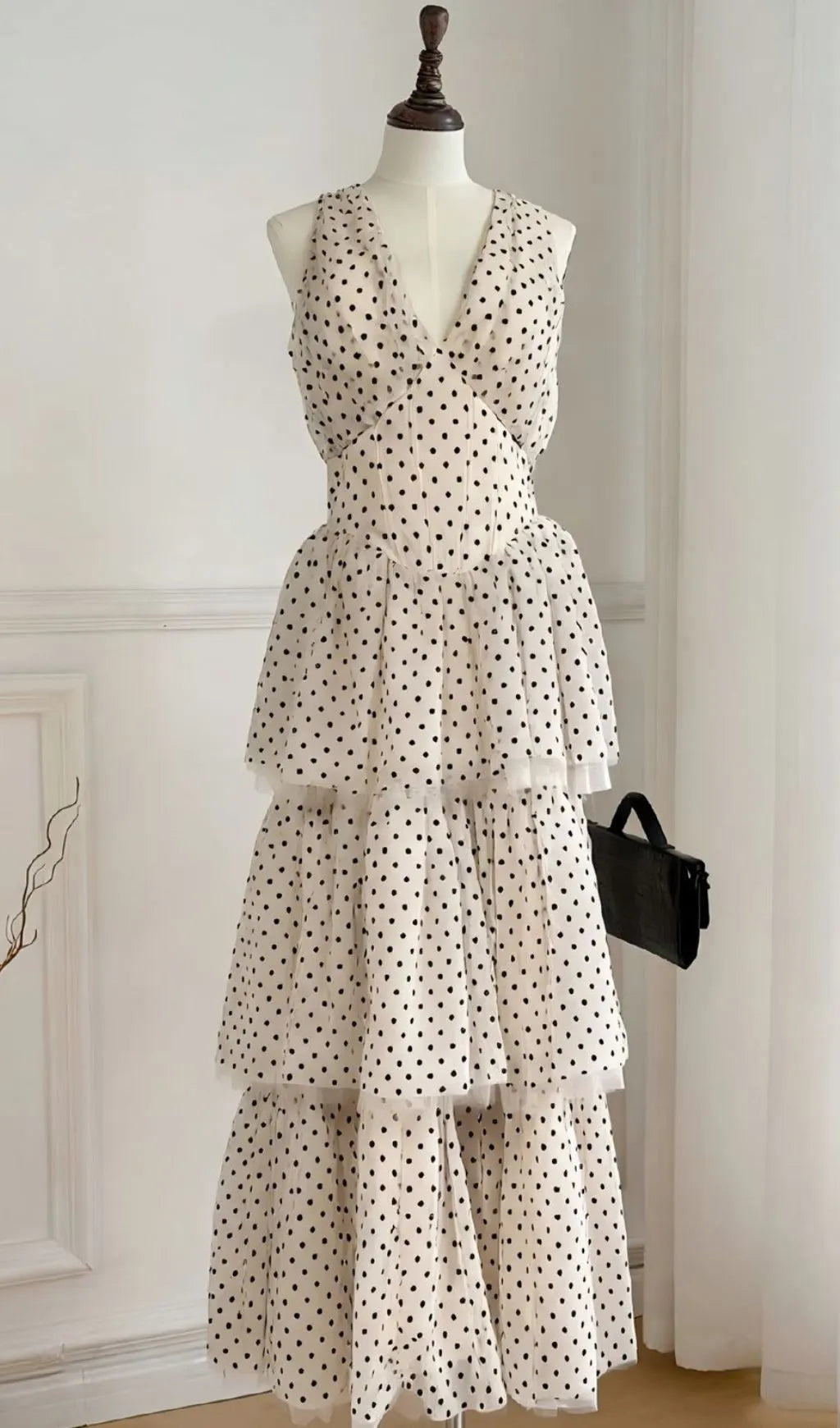 Janika Dot Halter Layered Maxi Dress Flowering Girl