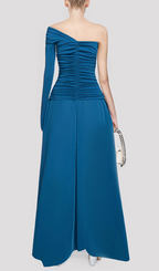Harmon One-Shoulder Ruched Maxi Dress Flowering Girl