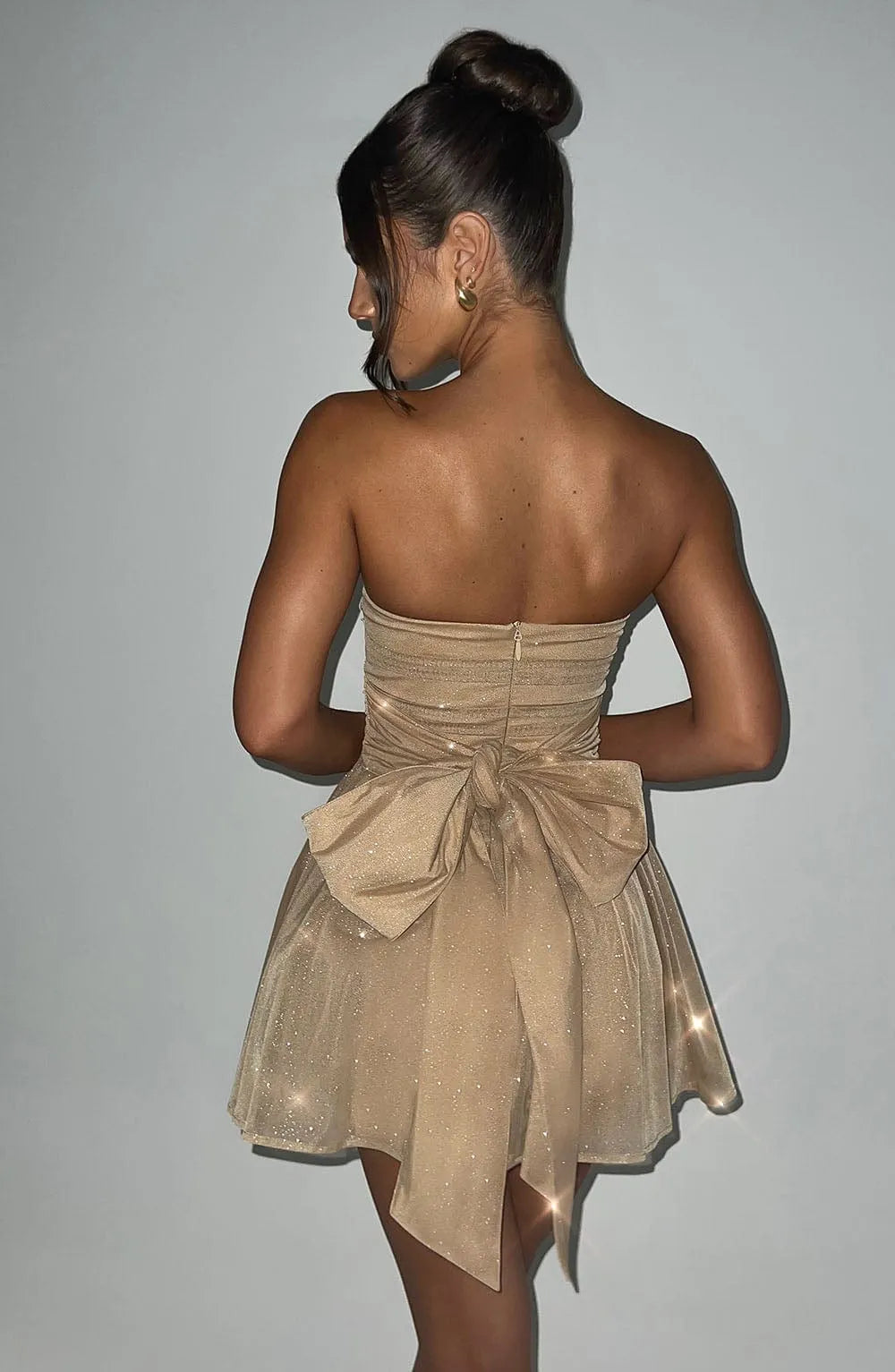 Katrina Mini Dress - Gold Sparkle Flowering Girl