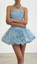 Kalani Strapless Corset Flower Mini Dress Flowering Girl