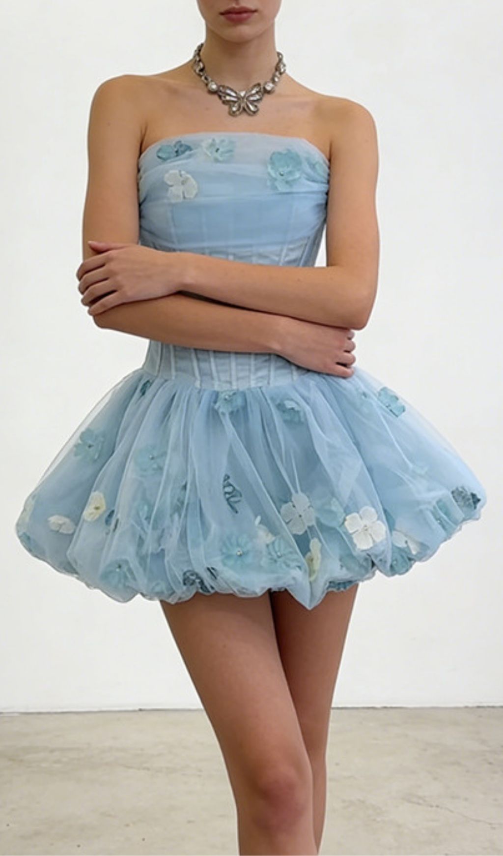 Kalani Strapless Corset Flower Mini Dress Flowering Girl