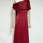 Deep Red Crepe Column Gown Flowering Girl
