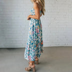 Blue Print Slip Maxi Dress Flowering Girl