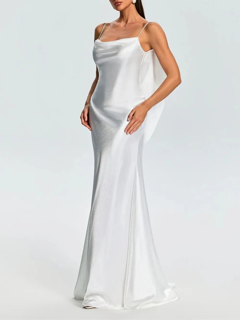 Farica Backless Satin Maxi Dress Flowering Girl