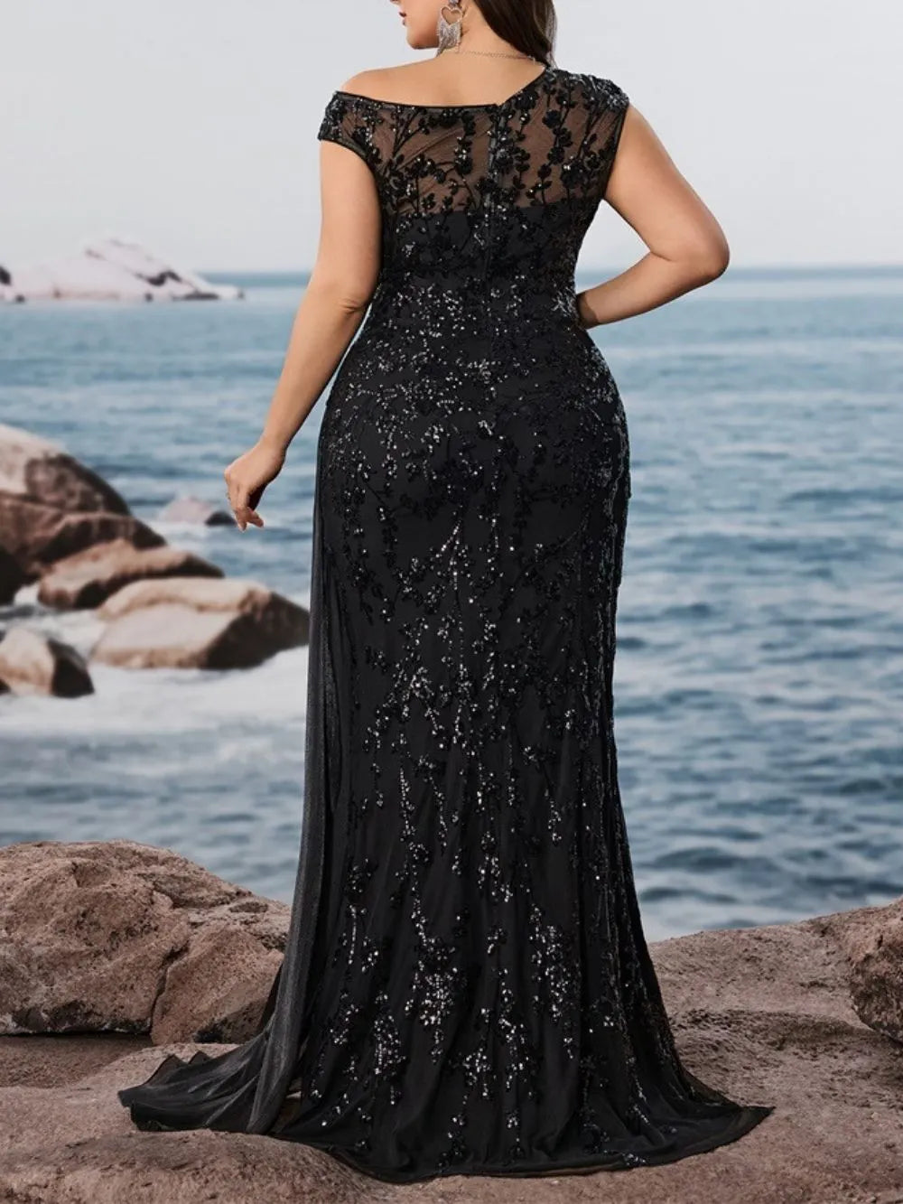 Mare Black Sequin Plus Size Maxi Dress Flowering Girl
