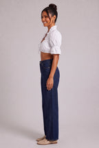 White Cotton Woven Cropped Puff-Sleeve Dirndl Crop Blouse Flowering Girl