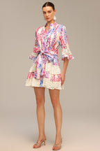 Zohara Lace Floral Printed Mini Dress Flowering Girl