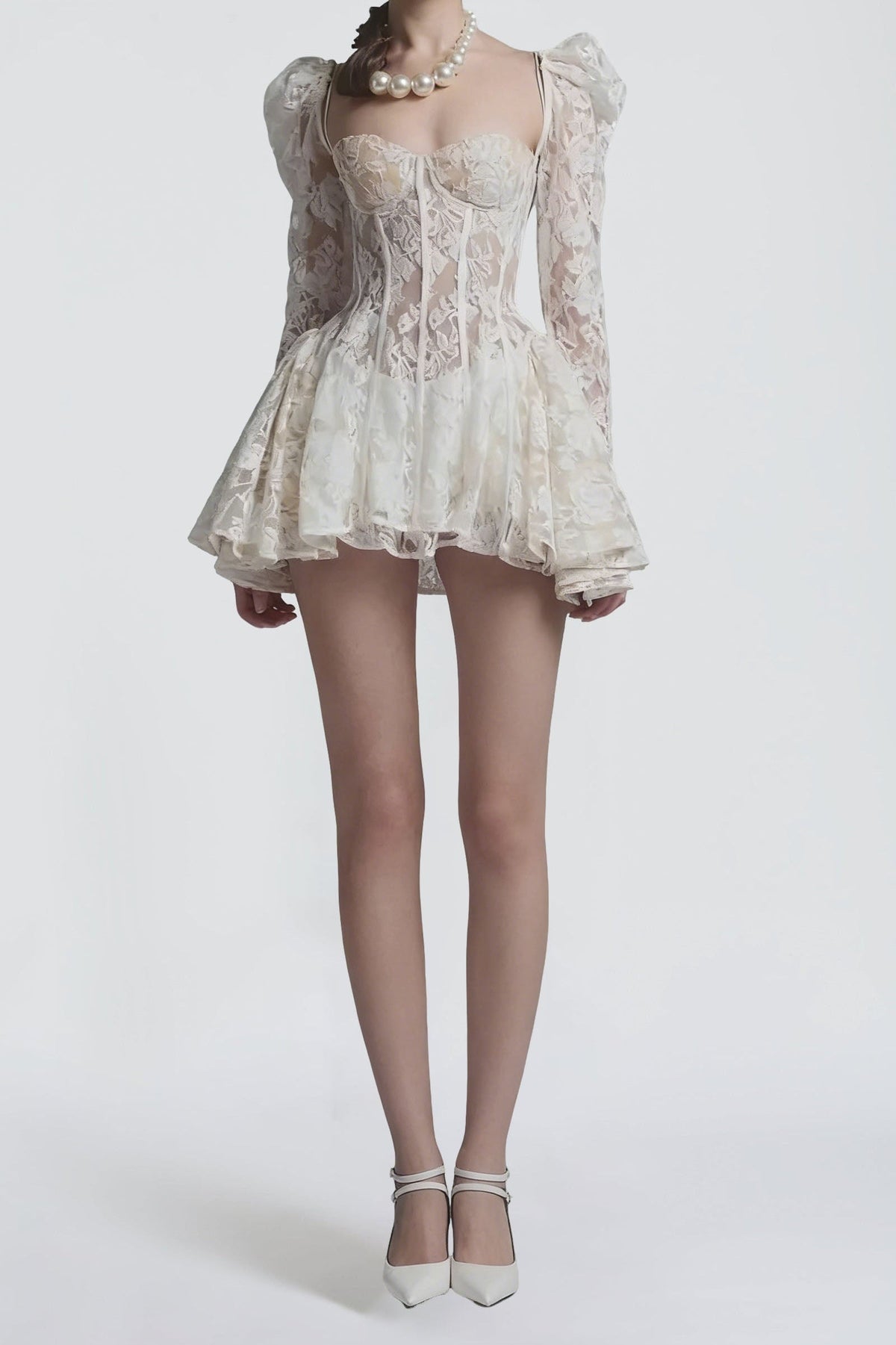Caitlyn Lace Corset Mini Dress Flowering Girl