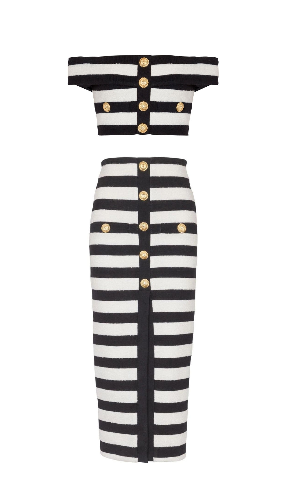 Brienne Striped Knitted Midi Skirt Set Flowering Girl