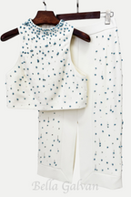 Cadee Turquoise Embellished Two Piece Set Flowering Girl