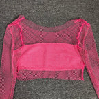 Long Sleeve Mesh Blouse Skirt Suit Flowering Girl