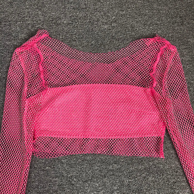 Long Sleeve Mesh Blouse Skirt Suit Flowering Girl