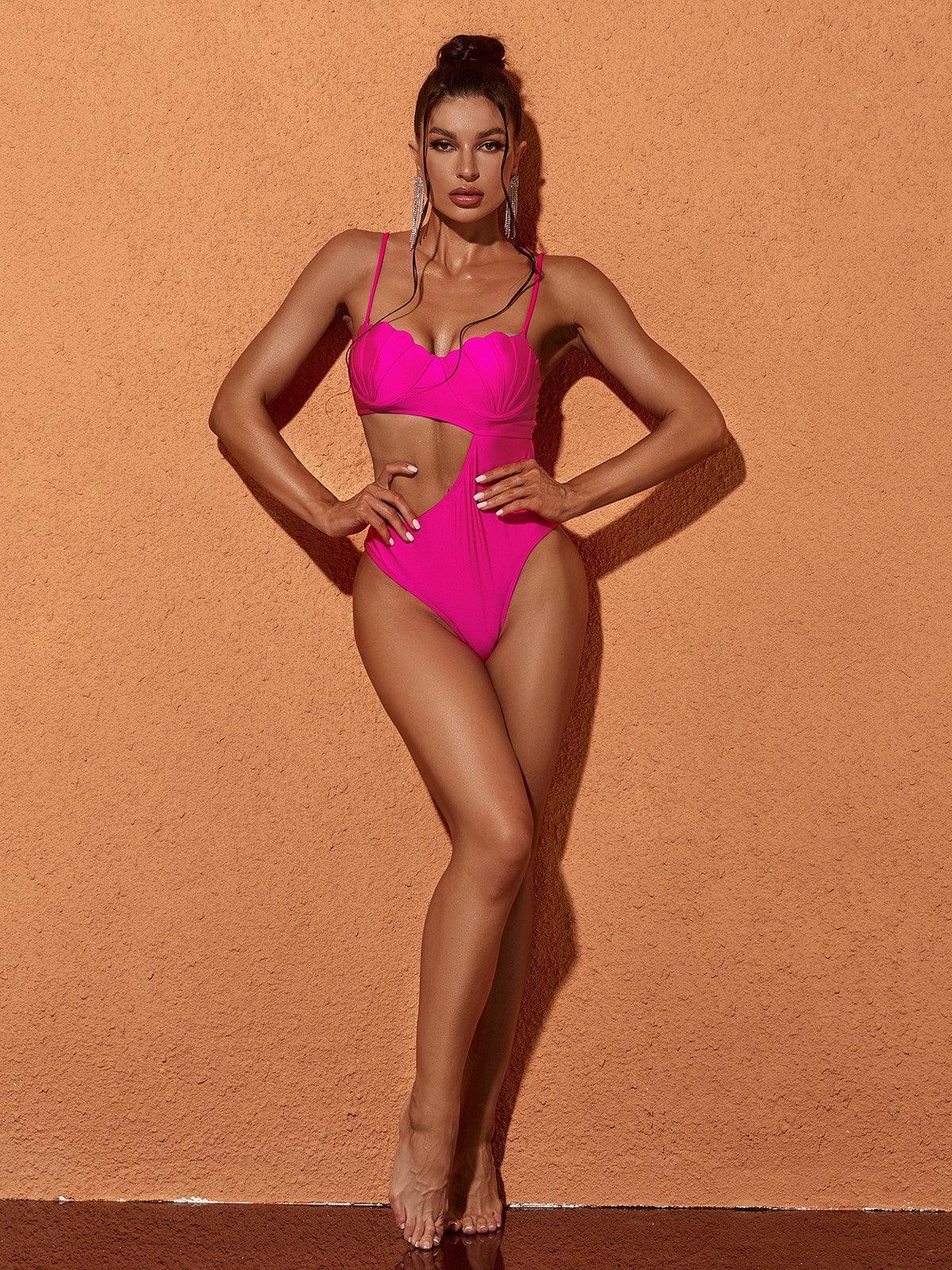 Codi Cutout One Piece Swimsuit In Hot Pink Flowering Girl