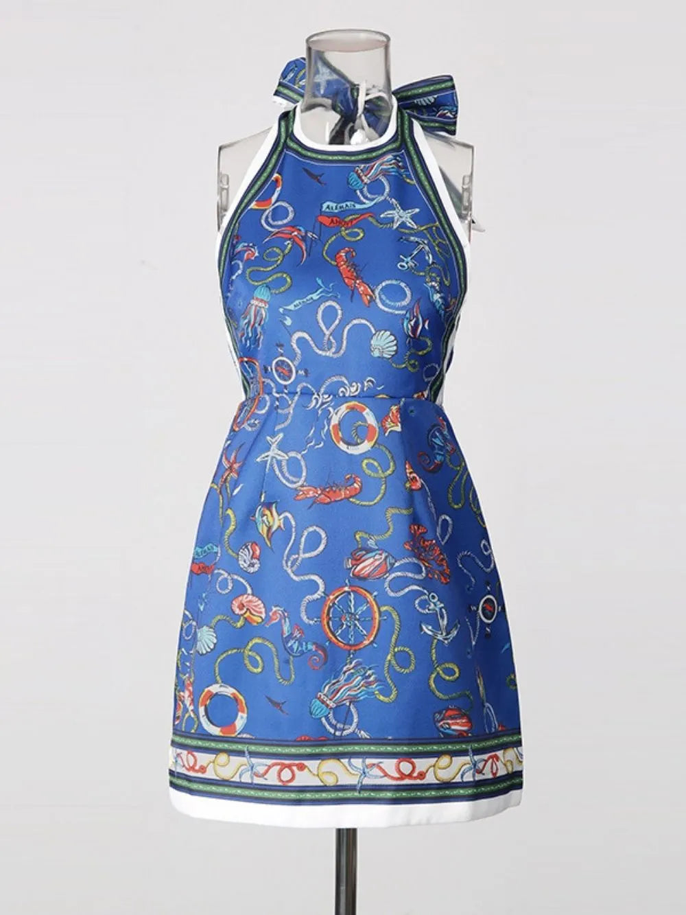 Matsuko Halter Printed Mini Dress Flowering Girl