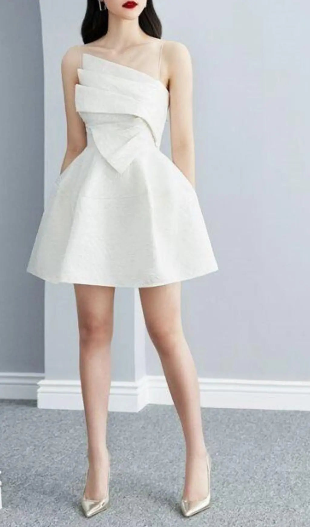 Aine White Strapy Mini Dress Flowering Girl