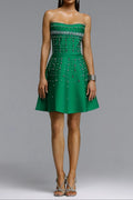 Strapless Rhinestone Pearl A-Line Mini Dress Flowering Girl
