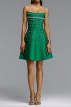 Strapless Rhinestone Pearl A-Line Mini Dress Flowering Girl