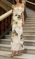 Kestrel Off-Shoulder Ruched Printed Maxi Dress Flowering Girl