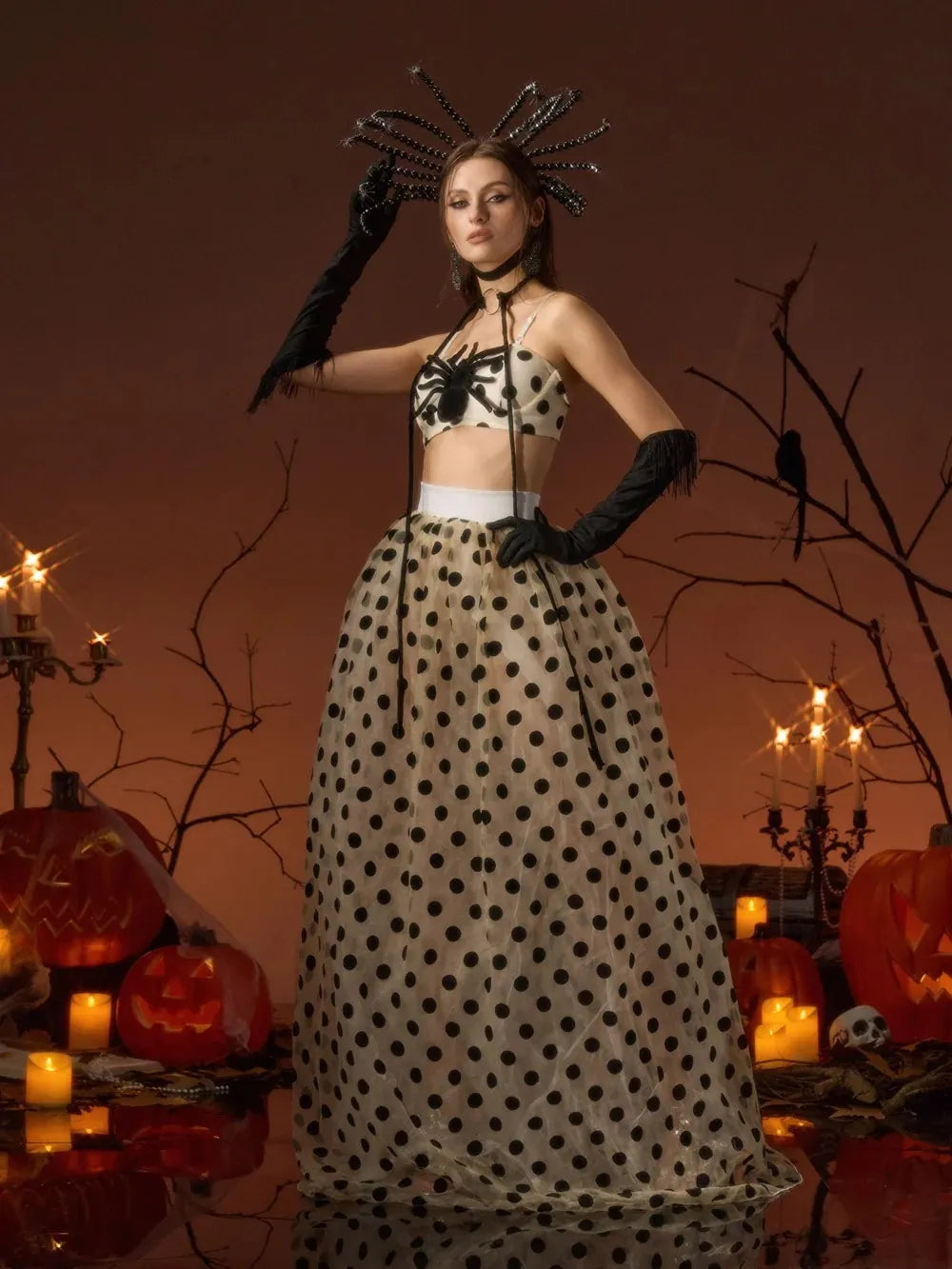 Galessa Spaghetti Spider Dot Skirt Set Flowering Girl