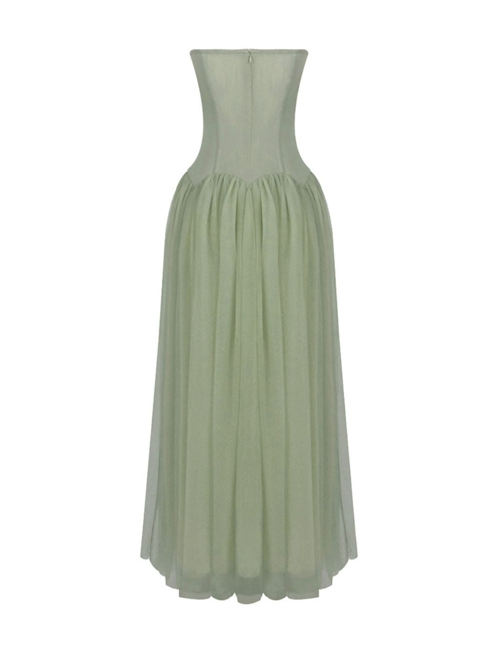 Strapless Corset Pleated Chiffon Maxi Gown Flowering Girl
