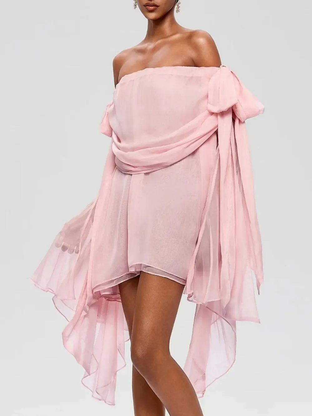 Raskiel Off Shoulder Ruffle Mini Dress Flowering Girl