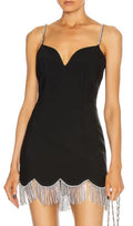 Govind Black Strappy Diamante Tassel Mini Dress Flowering Girl