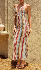 Yvoryth V Neck Wavy Maxi Dress Flowering Girl