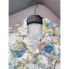 Patterned Cropped Shirt Flowering Girl