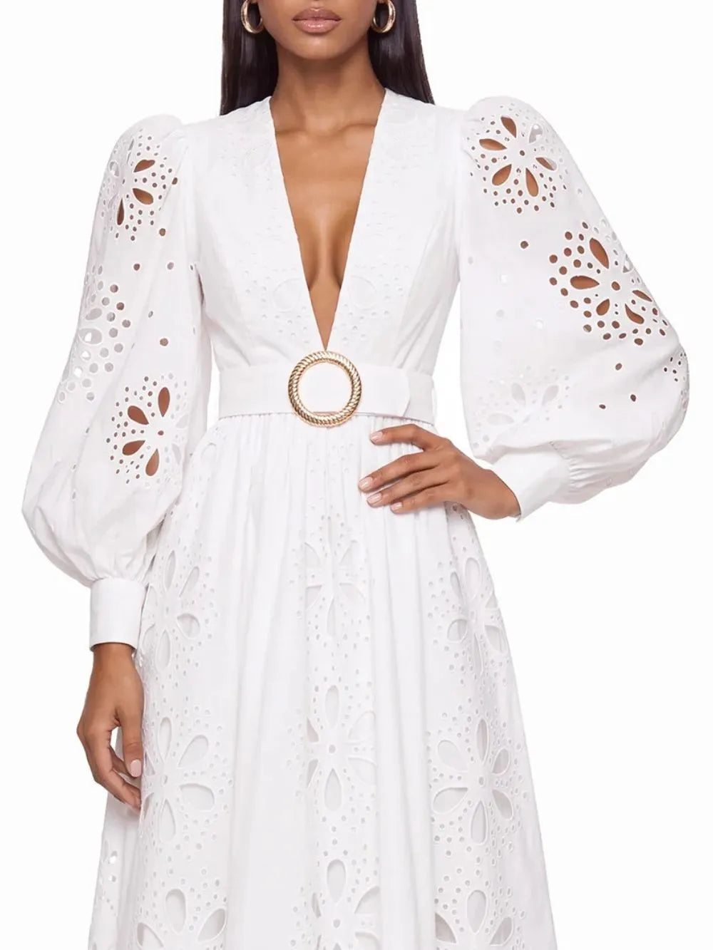 Elvokai V Neck Cutout Maxi Dress Flowering Girl